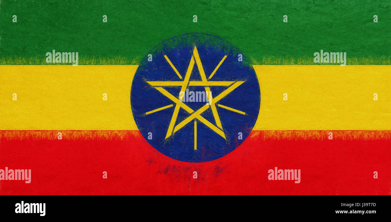Illustrazione della bandiera nazionale dell'Etiopia con un look grunge. Foto Stock