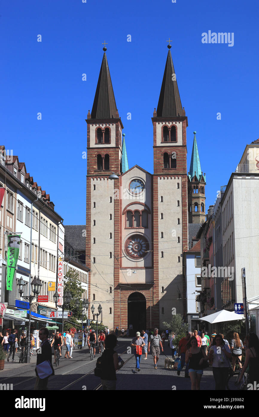 Deutschland, Unterfranken, in der Altstadt von Wuerzburg, der Sankt-Kilians-Dom, die Suedtuerme Foto Stock