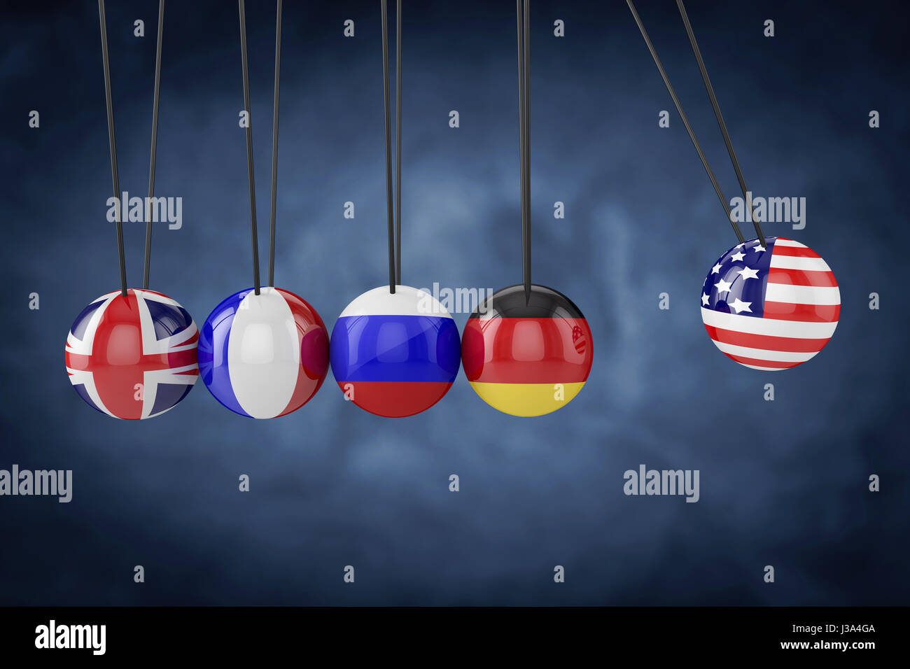 Stati Uniti d'America e Paesi europei flags.Rapporto Bandiera Foto Stock