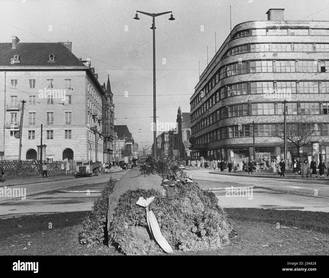 Il Schweidnitzer street a Wroclaw / Breslau, 1956 Foto Stock