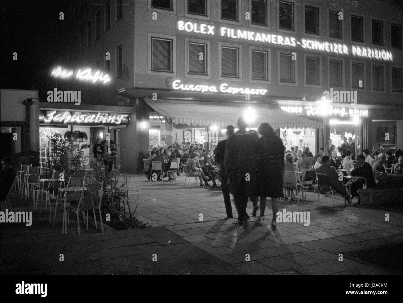 Una caffetteria il Leopold Street di notte, 1963 Foto Stock