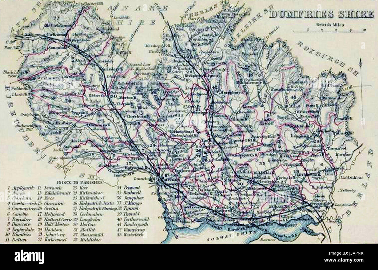 DUMFRIESSHIRE civile mappa parrocchiale Foto Stock