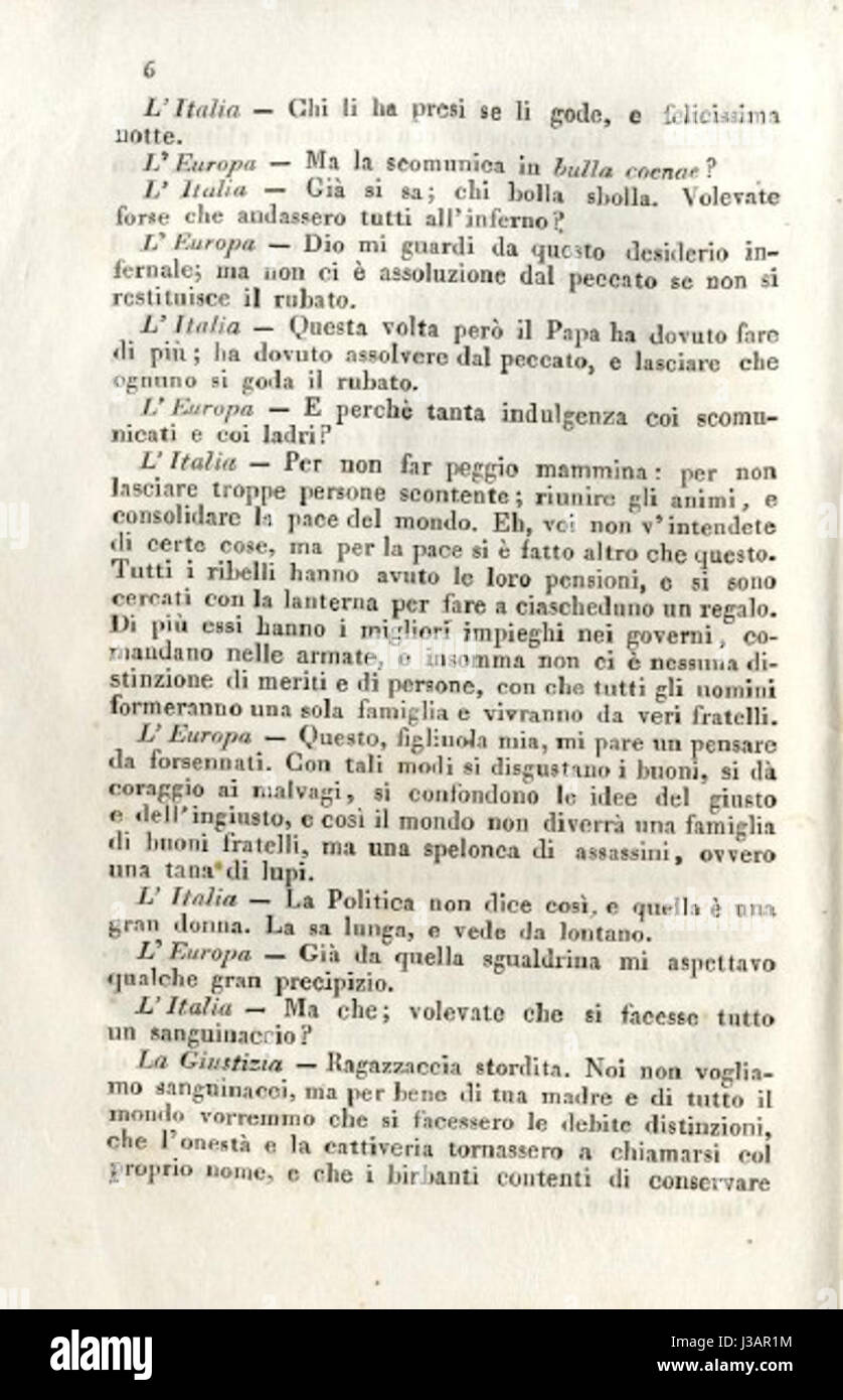 Dialoghetti 1831 pag.4 Foto Stock