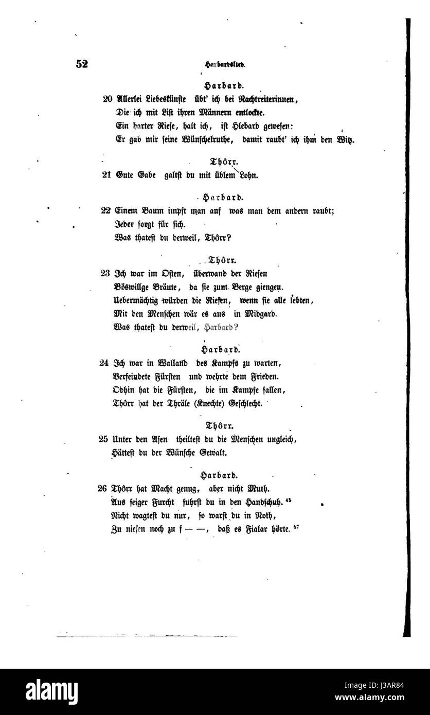"Die Edda" è una raccolta chiave di opere mitologiche e poetiche in antico norreno. Questa pagina, 'Seite 060', contiene testi dell'Edda mitologica, che mostrano l'antica mitologia norrena e le tradizioni poetiche della Scandinavia. Foto Stock