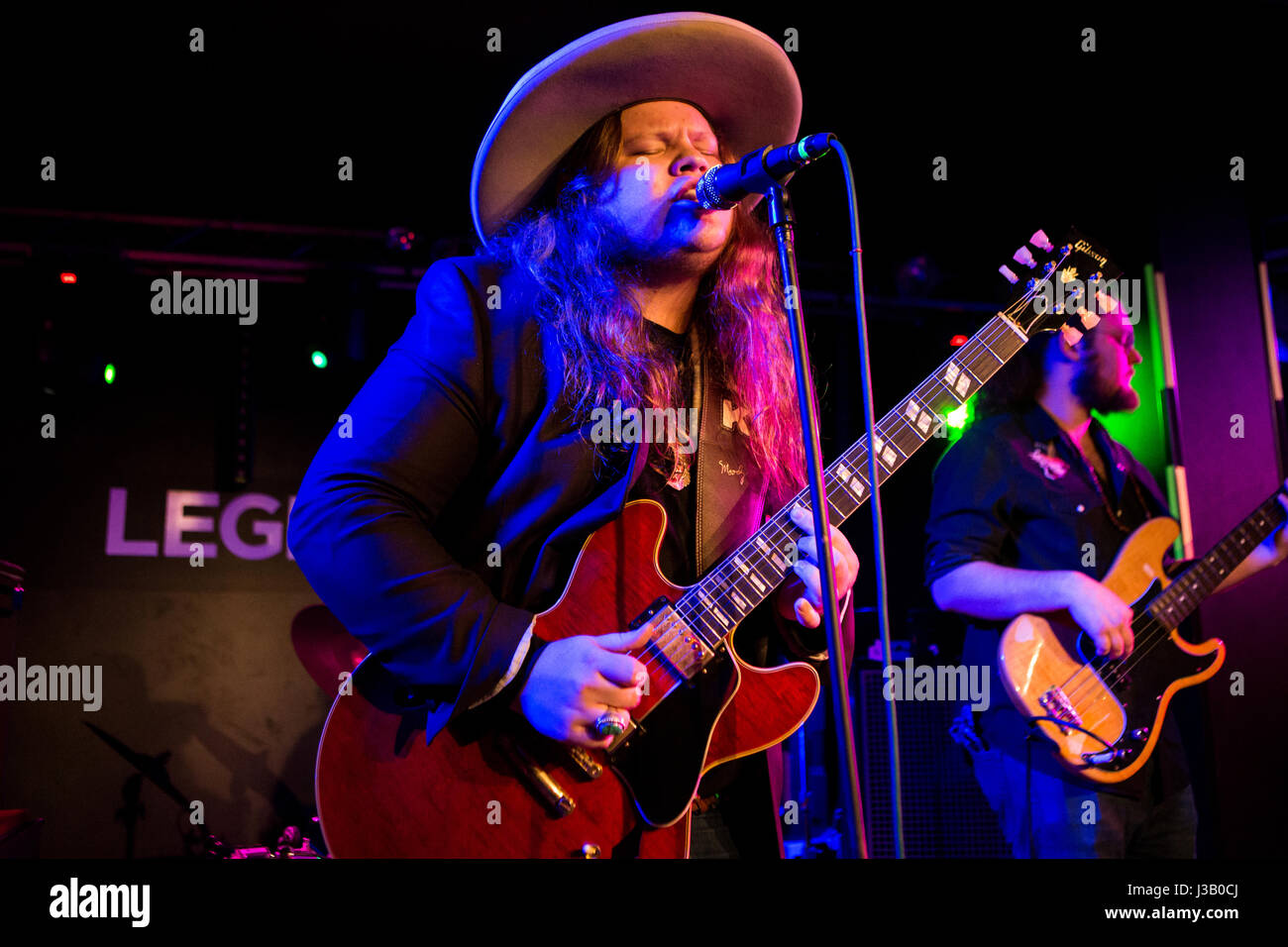 Milano, Italia. 03 Maggio, 2017. Il rock americano-blues gruppo MARCUS RE band suona dal vivo sul palco a Leggenda Club per presentare il loro secondo album "Marcus re Band' Credito: Rodolfo Sassano/Alamy Live News Foto Stock