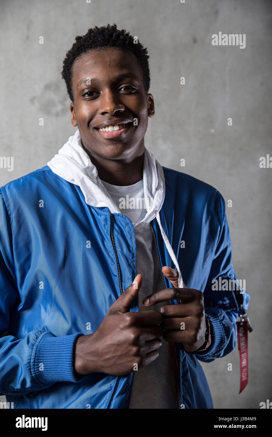 Frank Ntilikina, francese basket player, 4 maggio 2017 Foto Stock