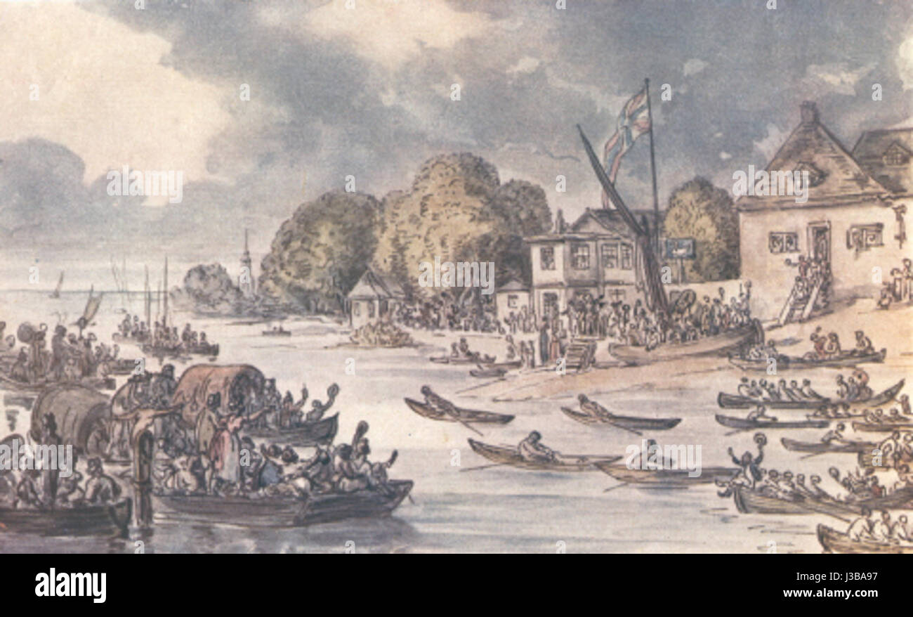 Il Doggett Coat and Badge è una storica corsa di canottaggio a Londra, fondata nel 1715. Il distintivo, associato alla gara, è stato indossato dai vincitori. Thomas Rowlands è collegato alla competizione. Foto Stock