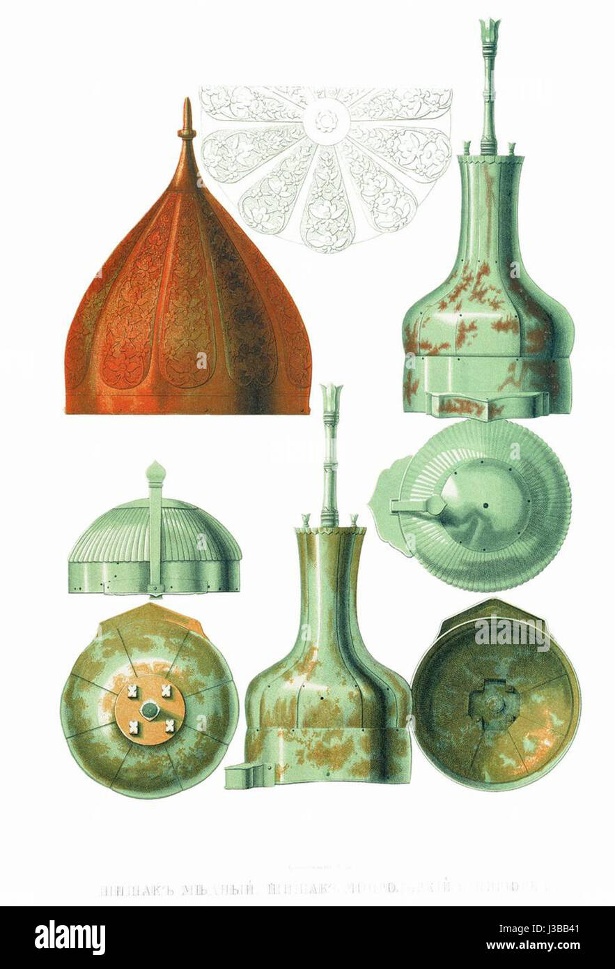 Illustrazione tratta da Drevnosti RG volume 3, raffigurante manufatti antichi e oggetti del patrimonio culturale della collezione storica. Foto Stock