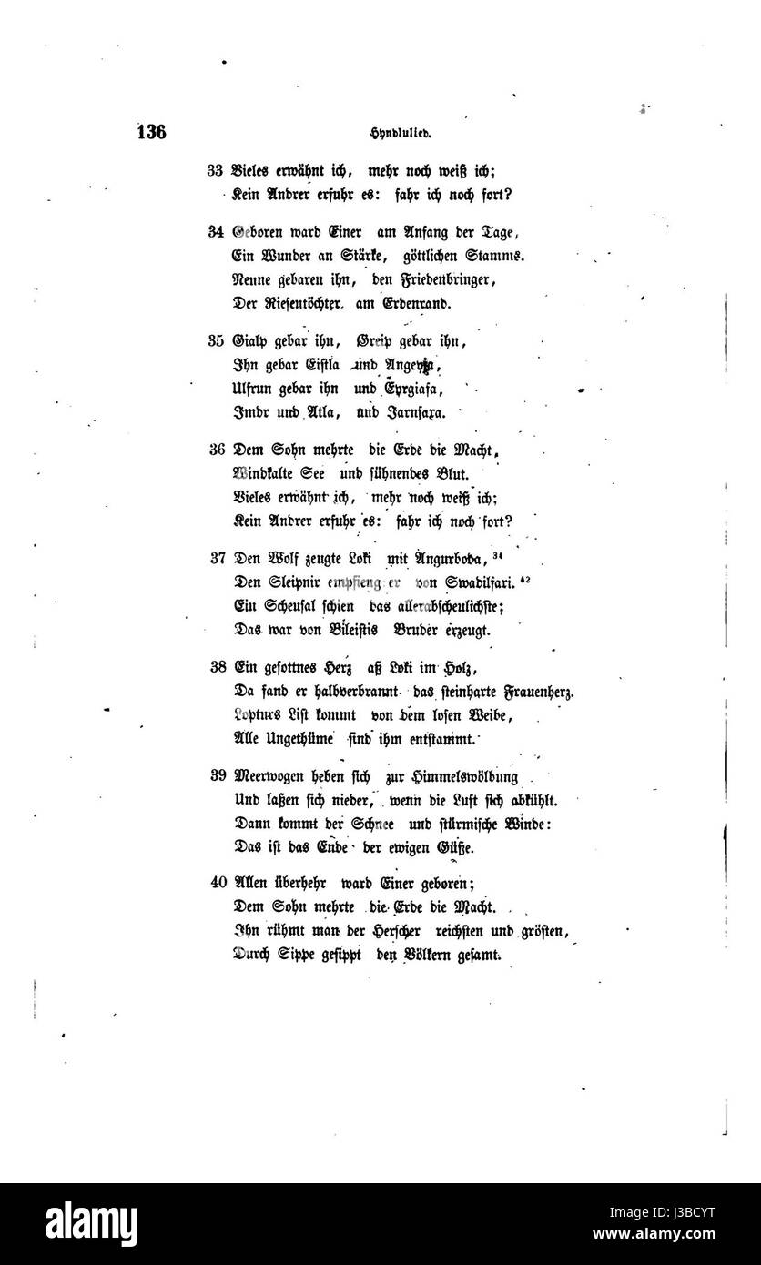 "Die Edda" è un testo centrale nella mitologia norrena, contenente fonti poetiche e in prosa. La pagina 162 contiene una sezione specifica di questa antica opera, che gioca un ruolo cruciale nella comprensione delle credenze norrene e delle storie mitologiche. Foto Stock