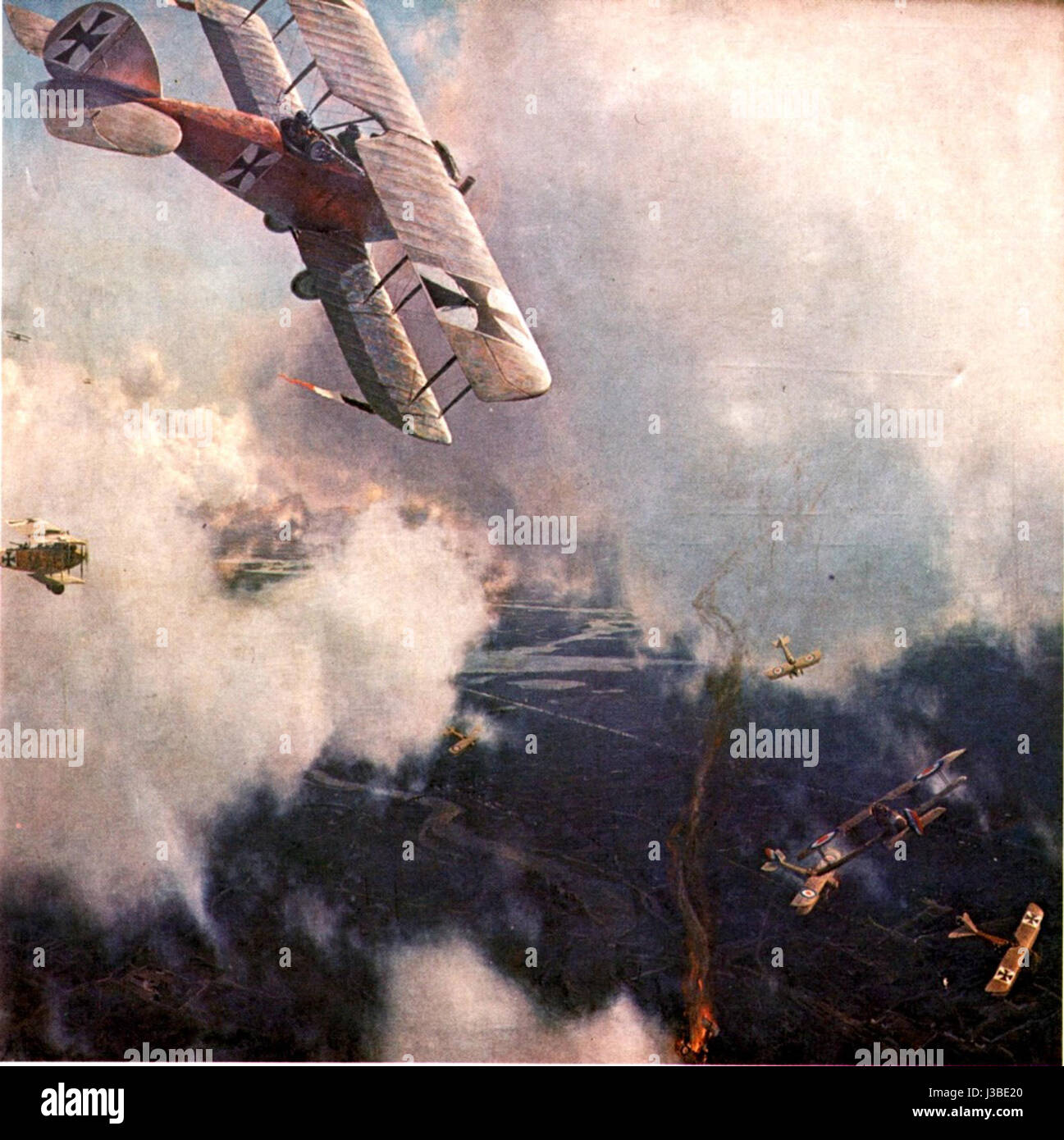 Diemer Luftkampf si riferisce a combattimenti aerei o battaglie aeree durante la prima guerra mondiale, probabilmente concentrandosi sulla partecipazione dell'aviatore tedesco Diemer a questi scontri aerei. Foto Stock