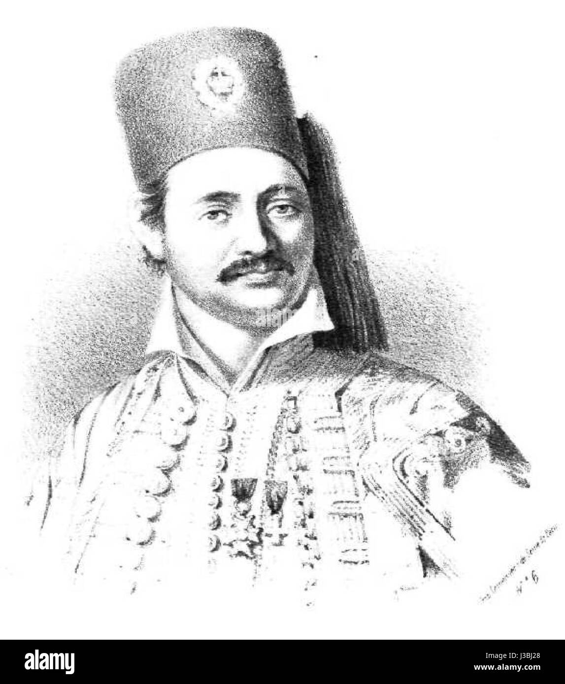 Questo ritratto del 1865 di Dimitrios Meletopoulos raffigura un soggetto con attenzione ai minimi dettagli e al realismo. Meletopoulos era noto per i suoi ritratti precisi e realistici, che mostravano la sua abilità nel catturare espressioni umane. Foto Stock