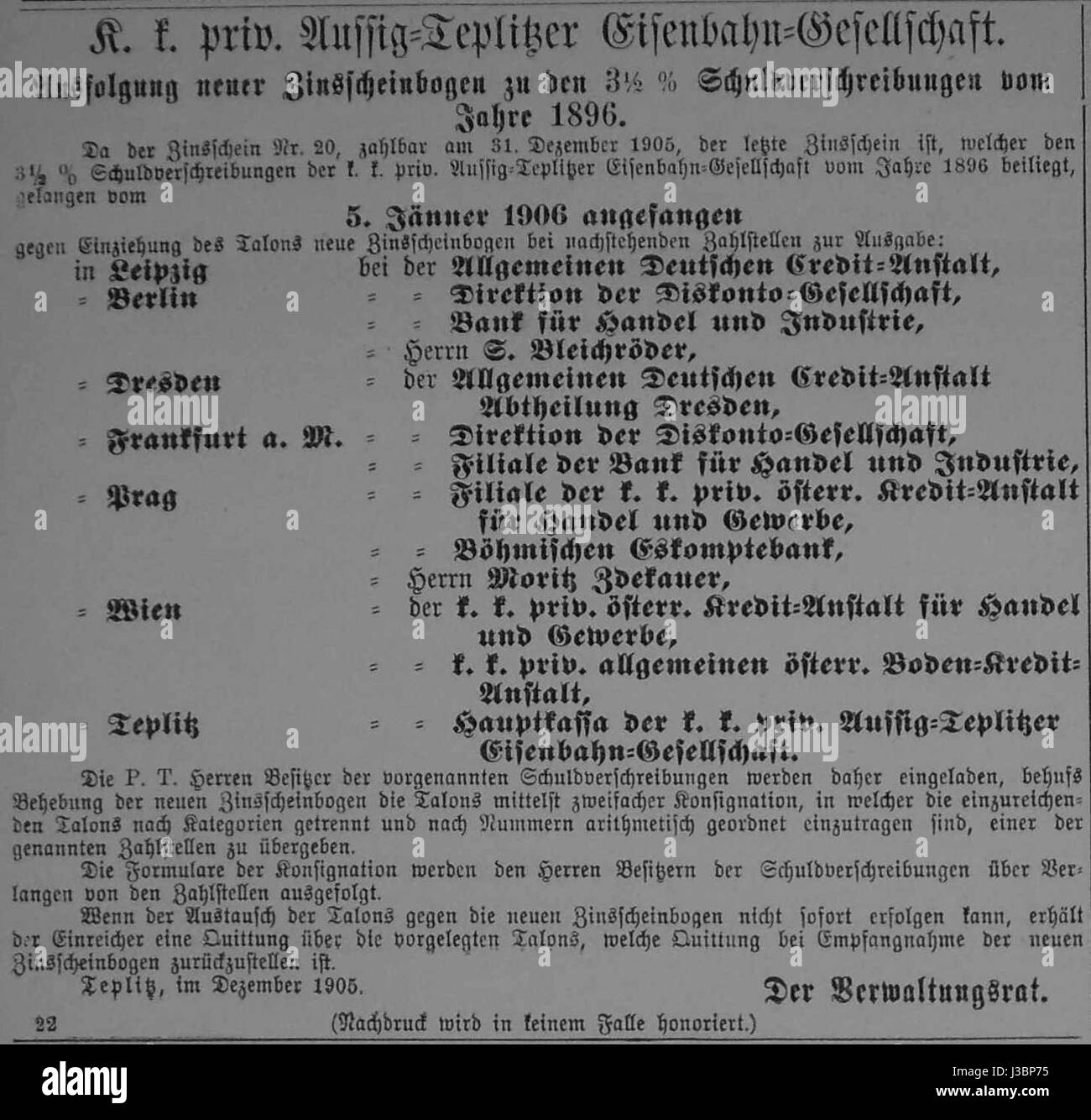 Dresdner ufficiale 1906 002 Aussig Foto Stock