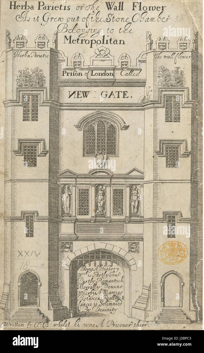 L'incisione della prigione di Newgate, una delle famigerate prigioni di Londra, riflette le dure condizioni del sistema carcerario nel XVIII e XIX secolo. Newgate era noto per il suo ruolo nell'ospitare criminali e prigionieri politici, che fungevano da simbolo significativo della storia penale. Foto Stock