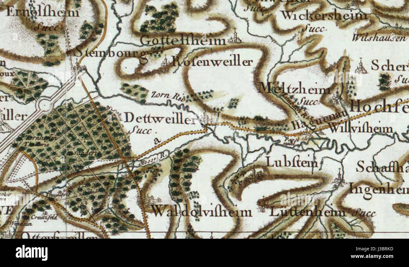 Un riferimento al lavoro o ai contributi di Dettwiller e Cassini, forse legati all'astronomia o alla cartografia, dato il ruolo di Cassini nell'esplorazione scientifica. Foto Stock