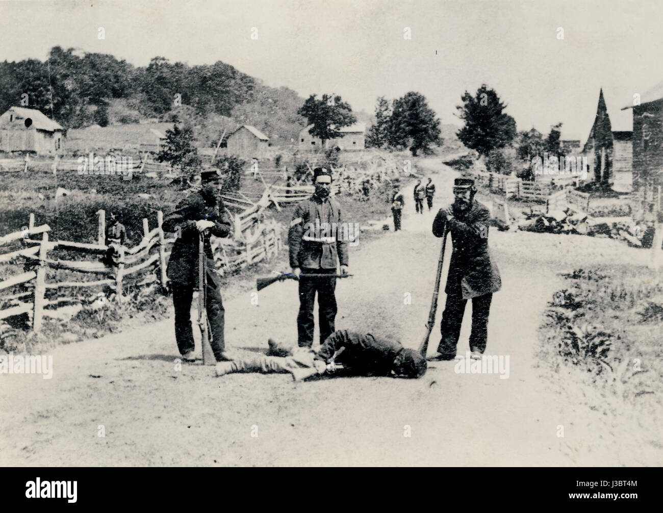Eccles Hill, 1870, Volontari di confine con il Fenian slaid Foto Stock
