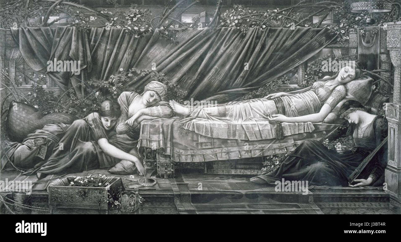 Edward Burne Jones, la Corte Giardino, Radica serie di Rose Foto Stock