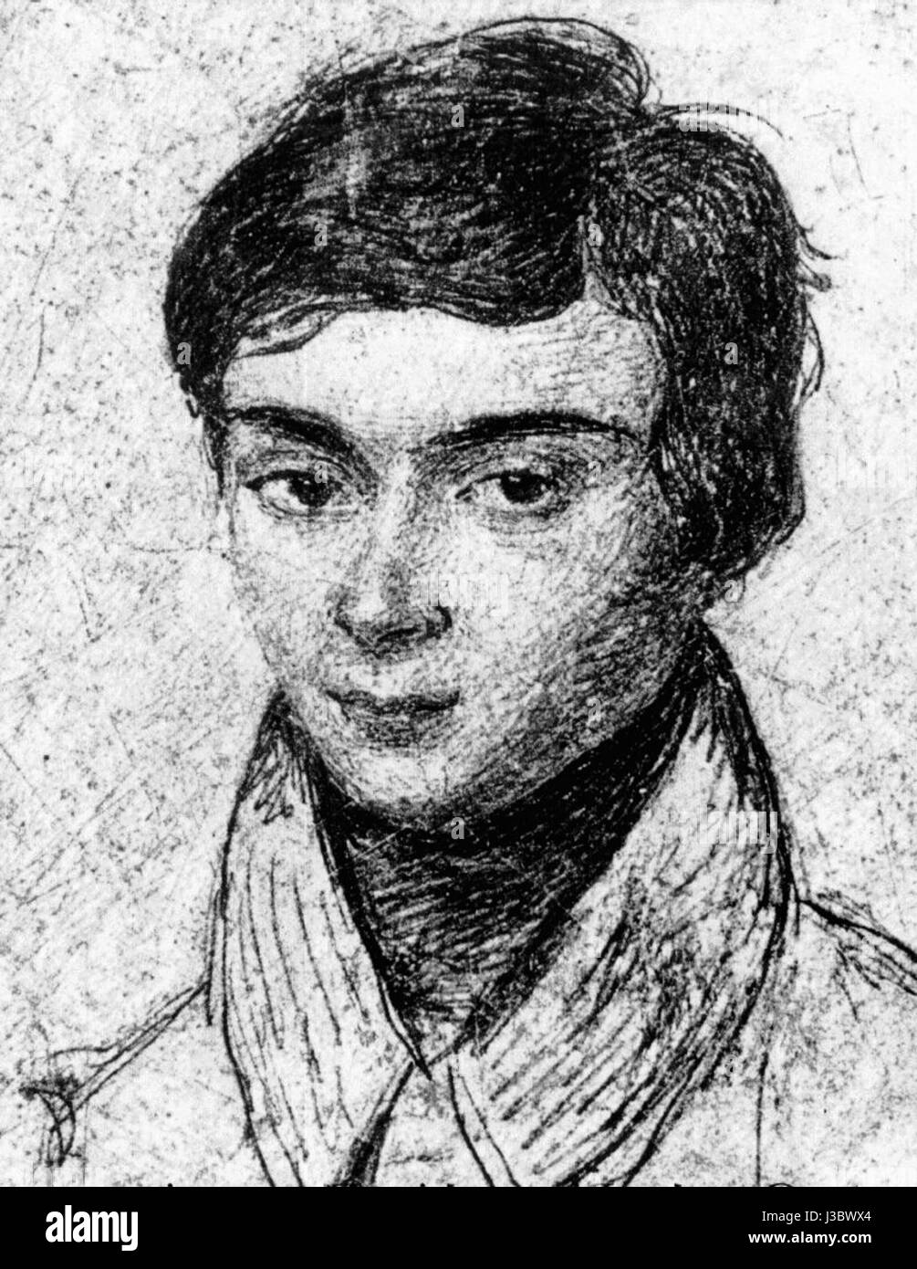 Ã variste Galois è stato un matematico francese, noto per il suo lavoro di base nell'algebra astratta. È accreditato di aver creato la teoria dei gruppi e di aver dato contributi che hanno portato allo sviluppo dell'algebra moderna. Foto Stock