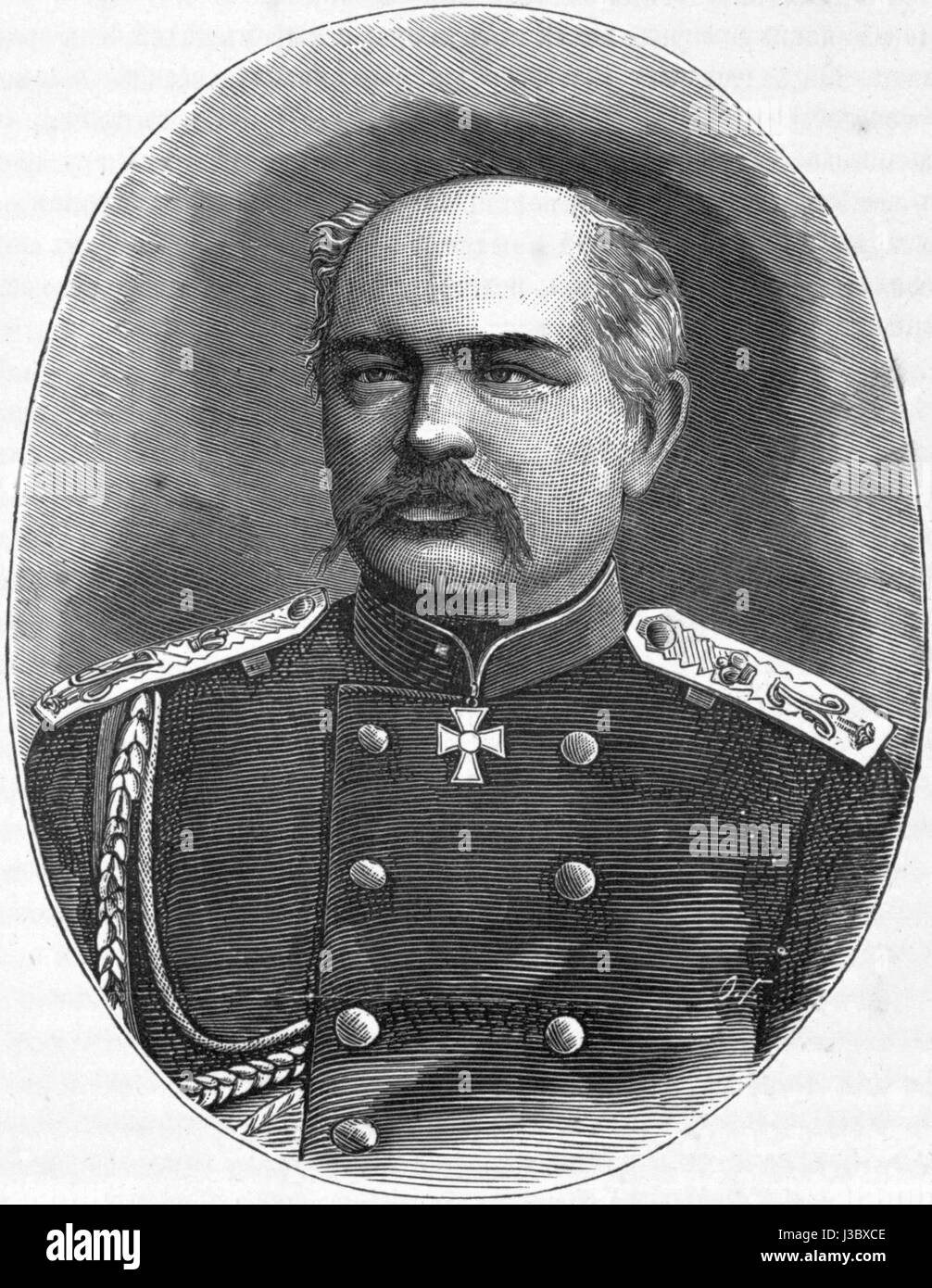 Mikhail Ivanovich Dragomirov (1830–1905) è stato un generale e teorico militare russo, rinomato per i suoi contributi all'educazione e alla tattica militare. Foto Stock