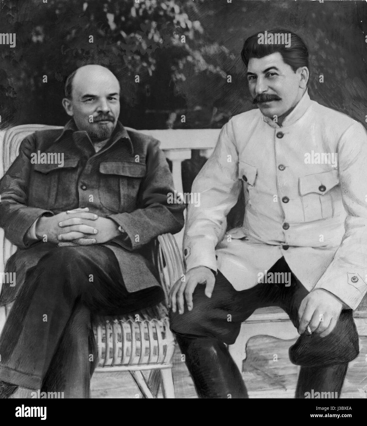 "Stalin Lenin dottorato" si riferisce alle immagini dei leader sovietici Stalin e Lenin che sono stati manipolati per scopi politici. Queste immagini alterate furono usate come propaganda per promuovere alcune ideologie politiche e figure pubbliche nell'Unione Sovietica. Foto Stock