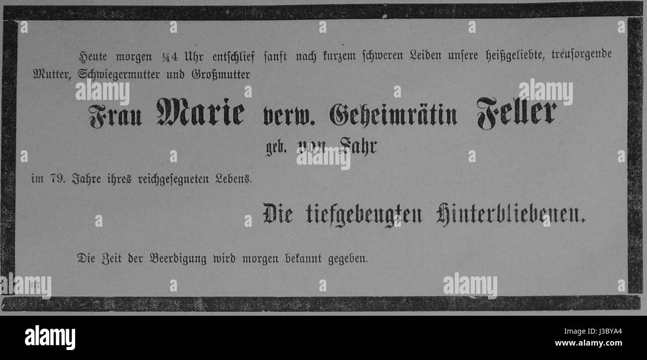 Dresdner ufficiale 1906 002 Traueranzeige Feller Foto Stock