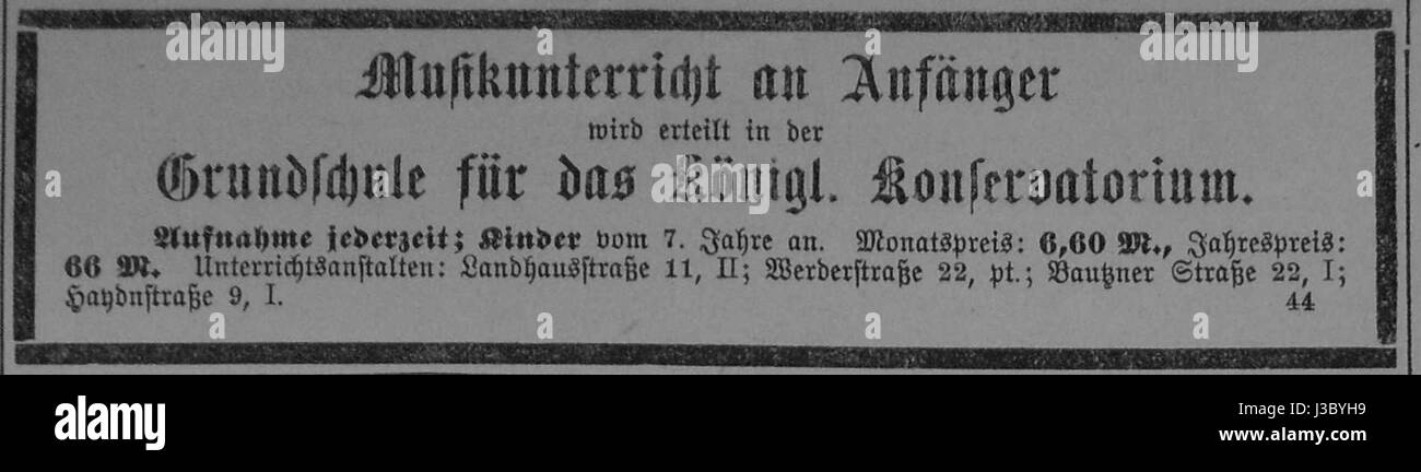 Dresdner ufficiale 1906 002 Konservatorium Foto Stock