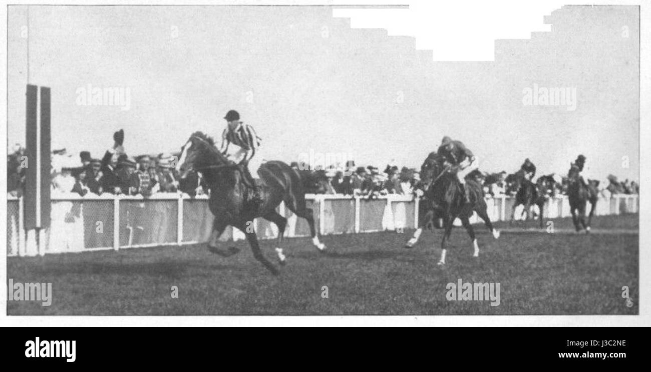 "Deutsches Derby in Hamburg Horn. II (1912)" si riferisce alla corsa di cavalli derby tedesca tenutasi nel 1912 presso l'ippodromo Amburgo-Horn, uno dei principali eventi ippici della Germania. Foto Stock