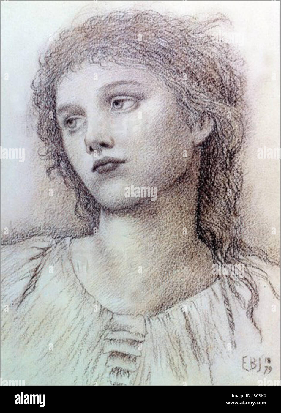 Edward Burne Jones Studio di una testa Foto Stock