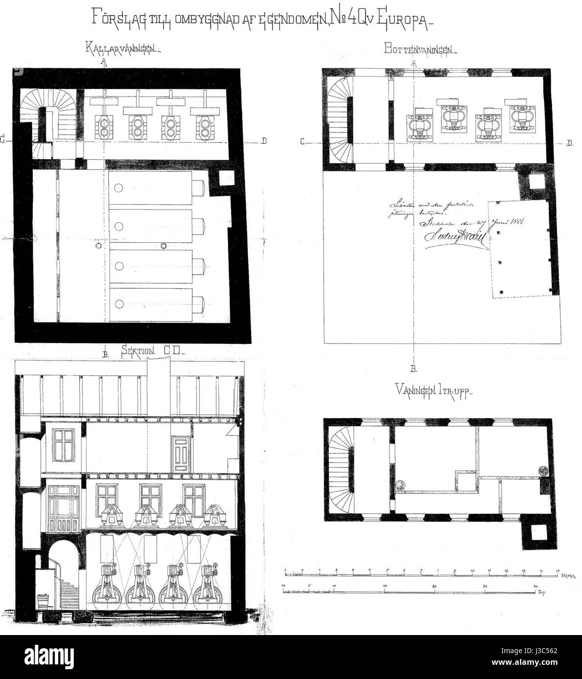 Questo riferimento riguarda una centrale elettrica europea della fine del XIX secolo, in particolare la quarta centrale elettrica in Europa, istituita nel 1888. Foto Stock