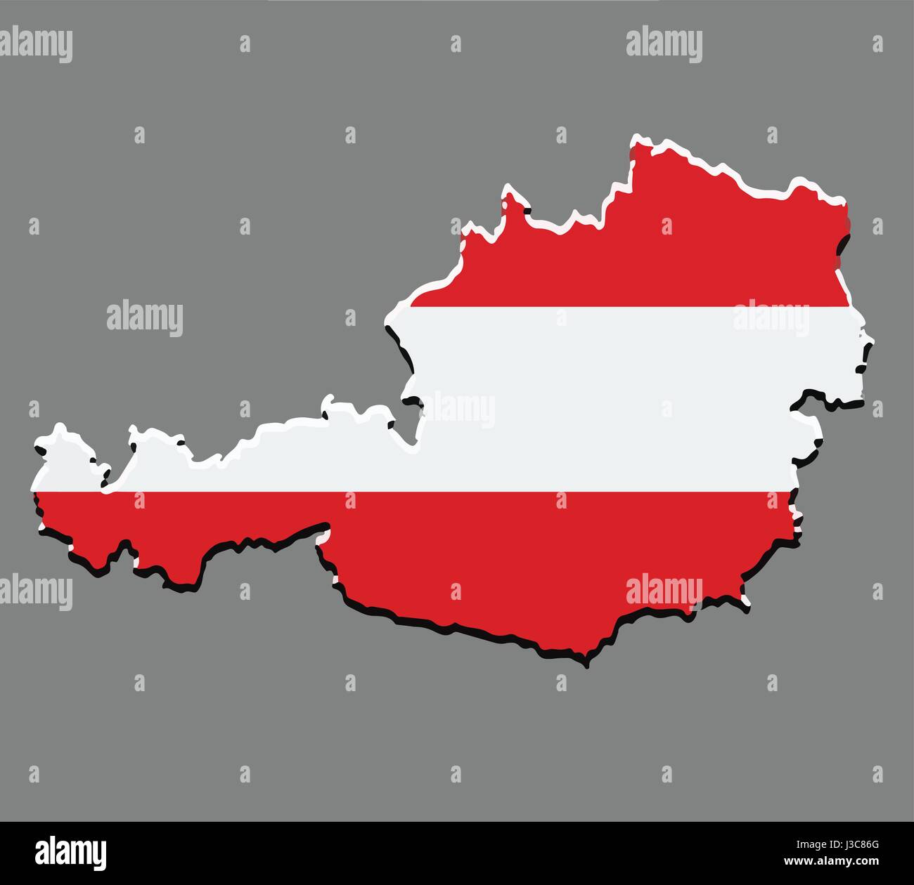 Austria mappa vettoriale con la bandiera austriaca Illustrazione Vettoriale