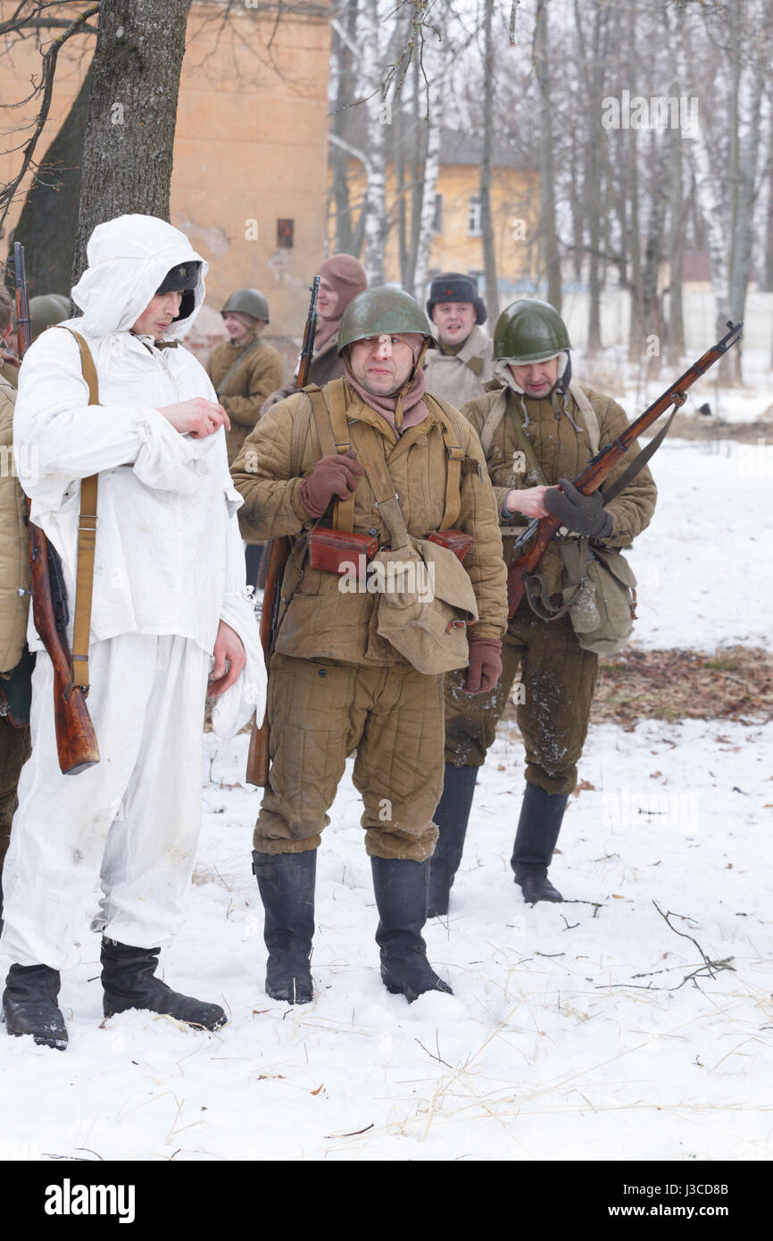 Russi troopers dopo la battaglia. Foto Stock