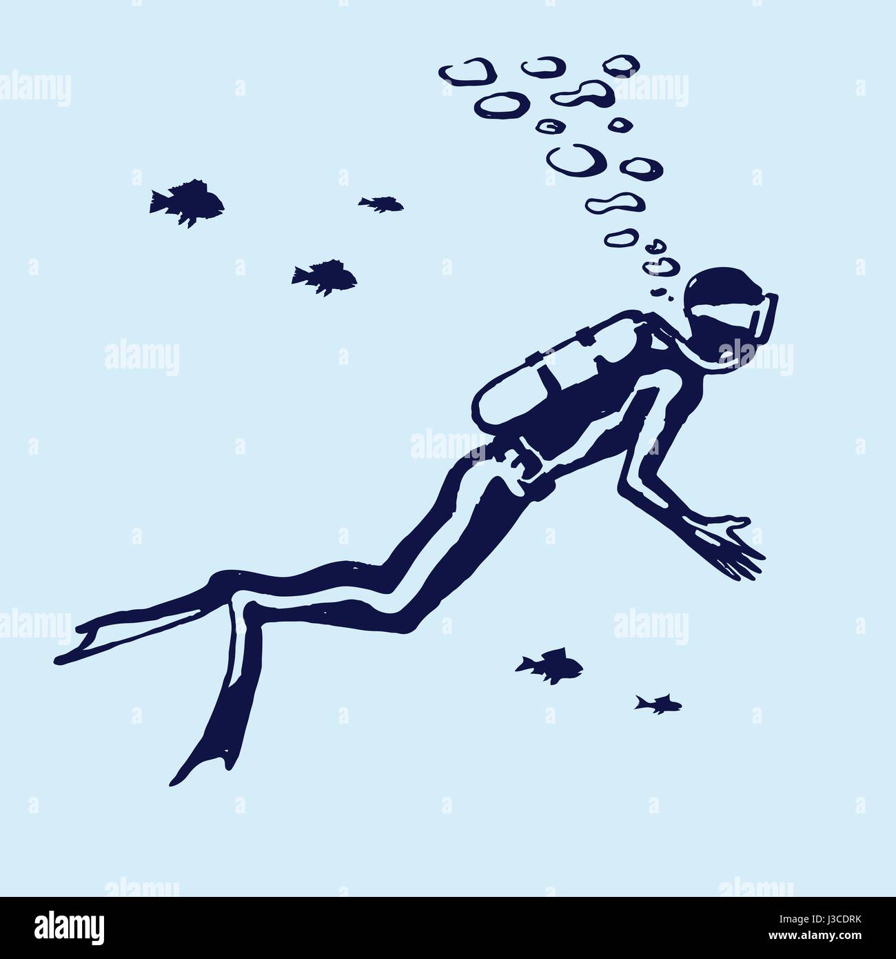 Nuoto subacqueo underwater Illustrazione Vettoriale