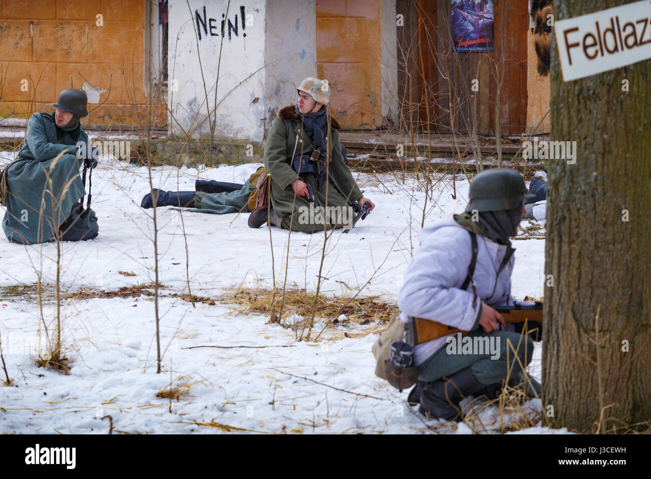 Wehrmacht troopers difendere le sue posizioni. Foto Stock