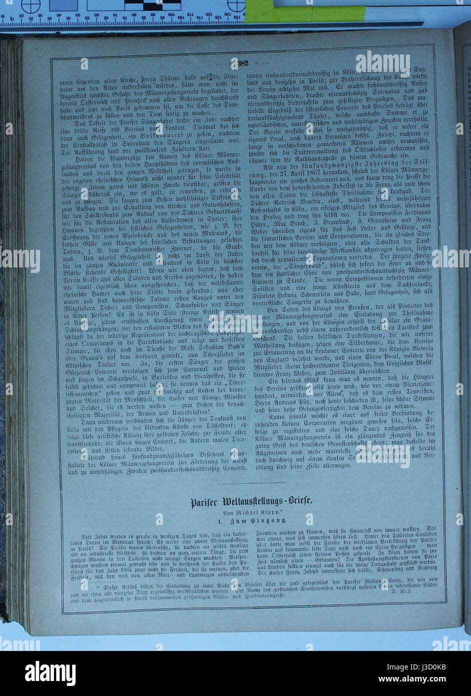 Die Gartenlaube è stato un periodico tedesco del XIX secolo, noto per il suo contenuto letterario e culturale. Il numero 382, dal 1867, rifletterebbe le tendenze sociali e politiche dell'epoca in Germania. Foto Stock
