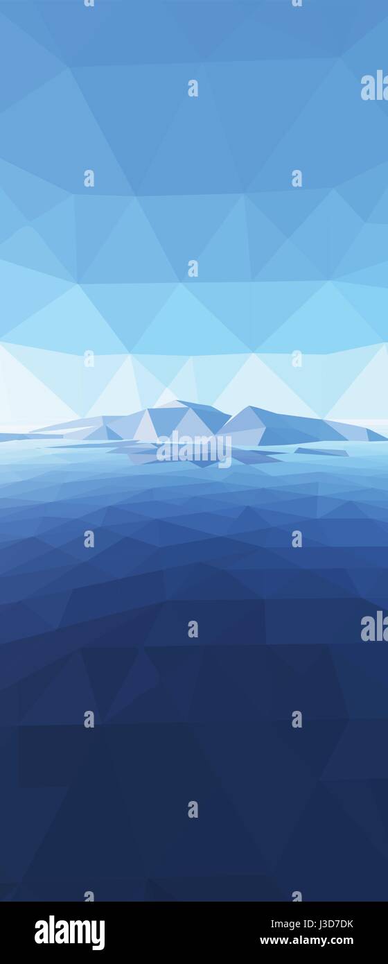 Sullo sfondo delle montagne con Sun in ghiacciaio. illustrazione vettoriale di tanti triangoli. Illustrazione Vettoriale