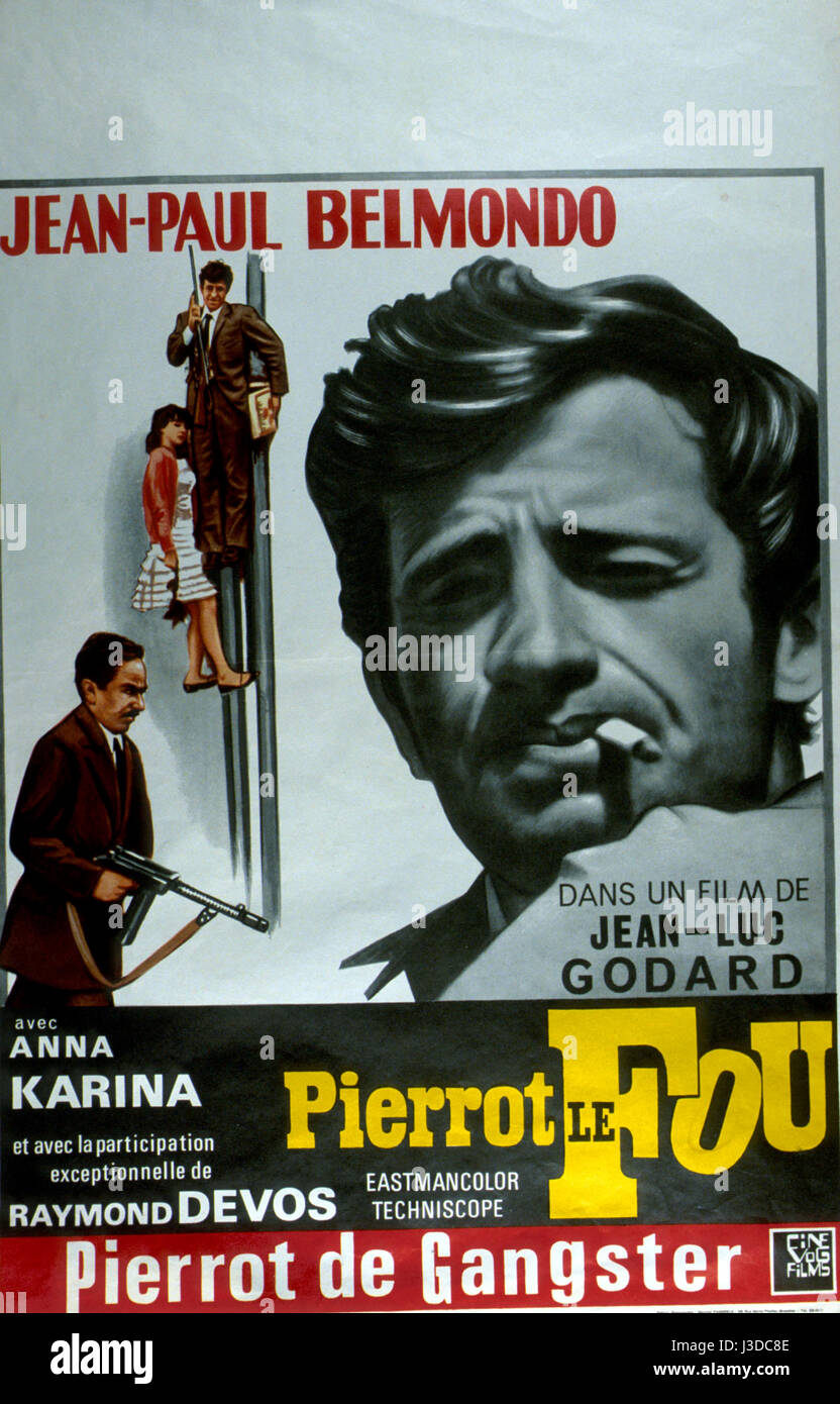 Pierrot le fou Anno: 1965 - Francia Italia Jean-Paul Belmondo direttore  Jean-Luc Godard poster (Fr Foto stock - Alamy