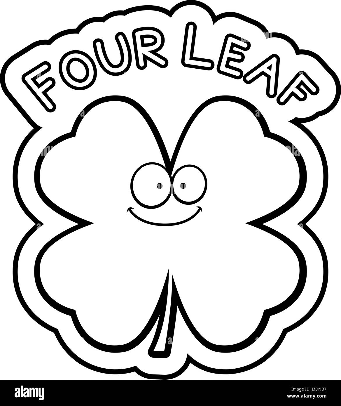 Un cartoon illustrazione del testo quattro Leaf Clover con un san Patrizio tema. Illustrazione Vettoriale