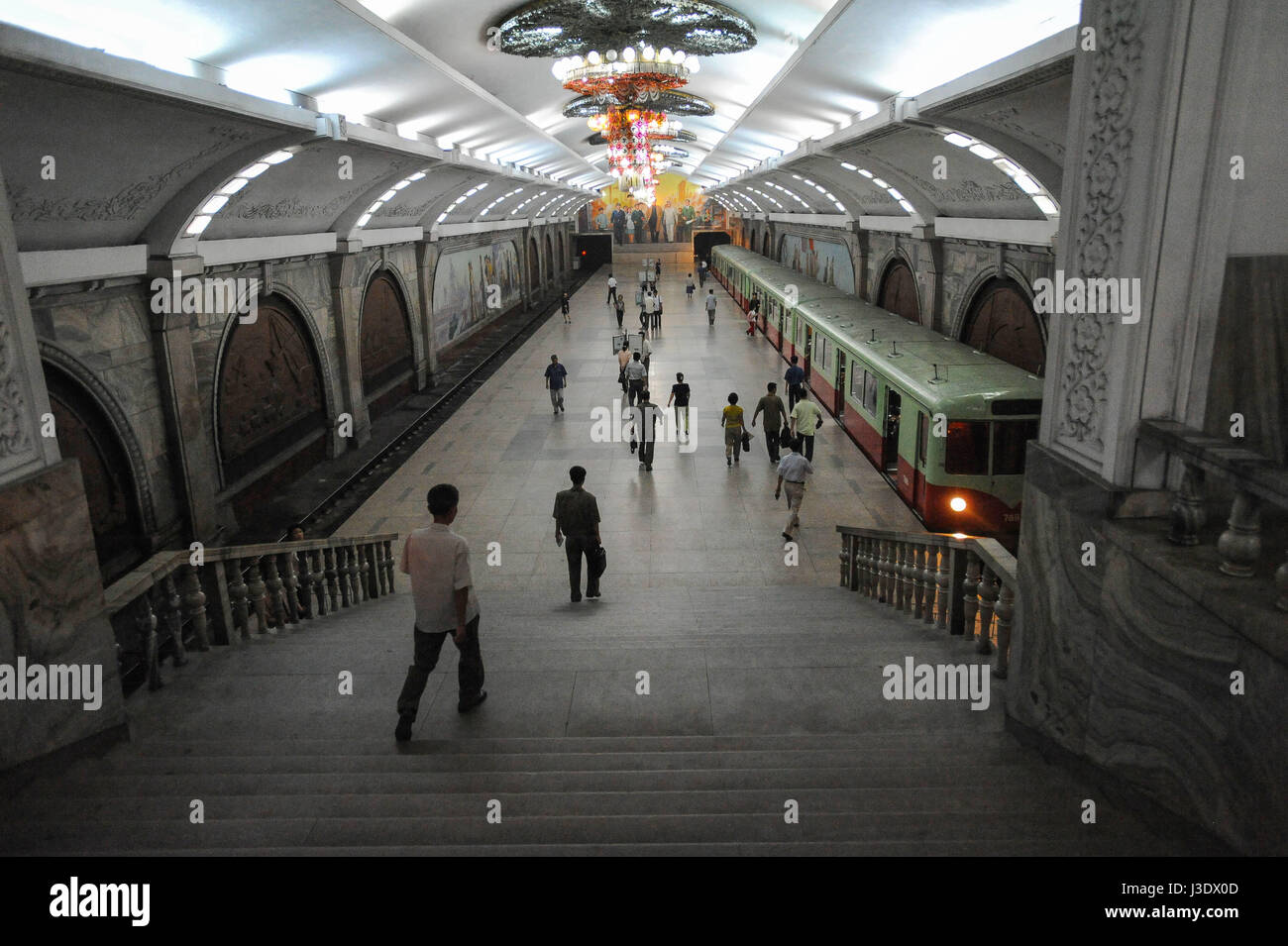 Pyongyang, Corea del Nord, dell'Asia e una stazione della metropolitana di Pyongyang Foto Stock