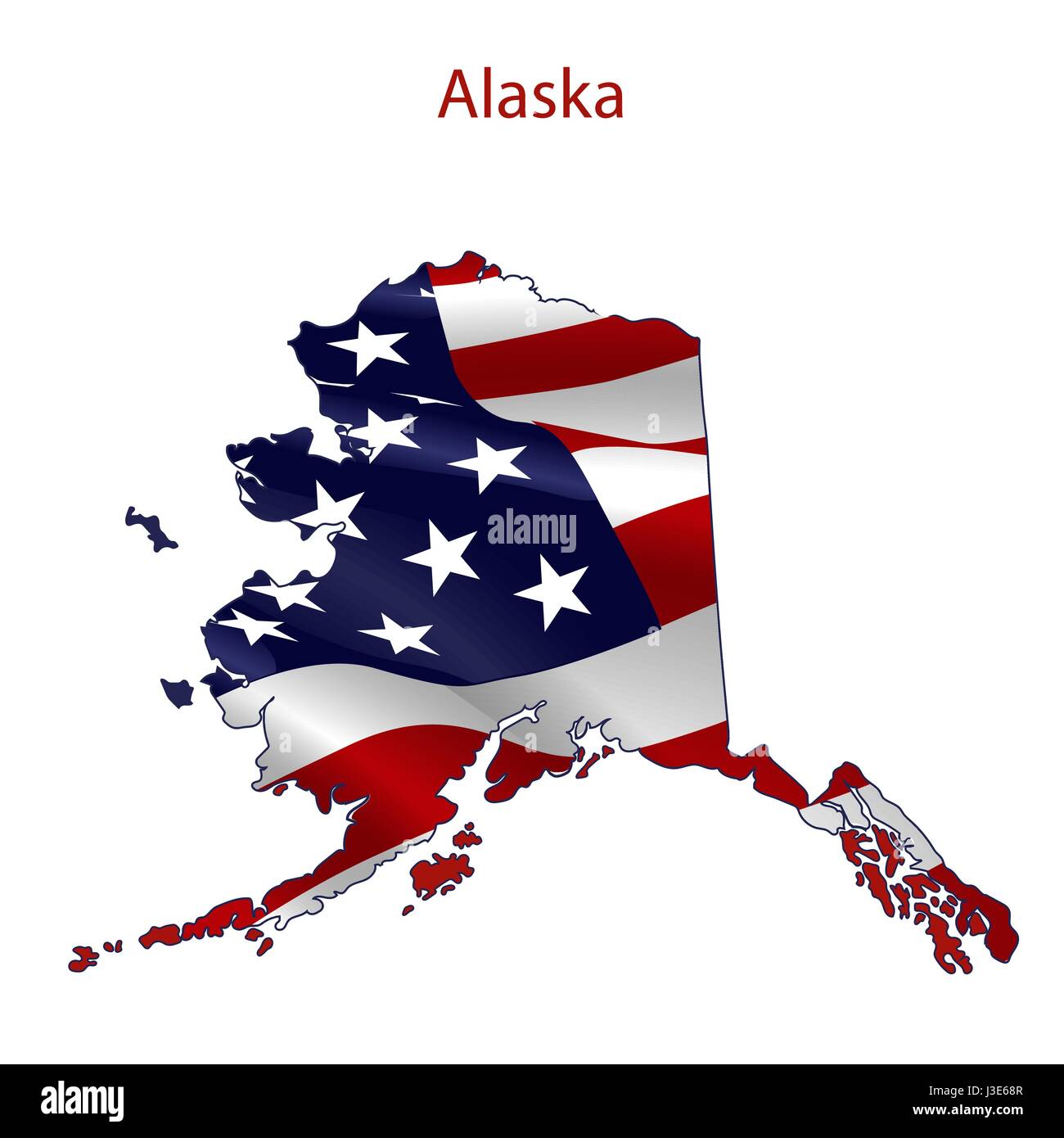 Alaska piena di bandiera americana sventolare nel vento. Il profilo del membro Illustrazione Vettoriale
