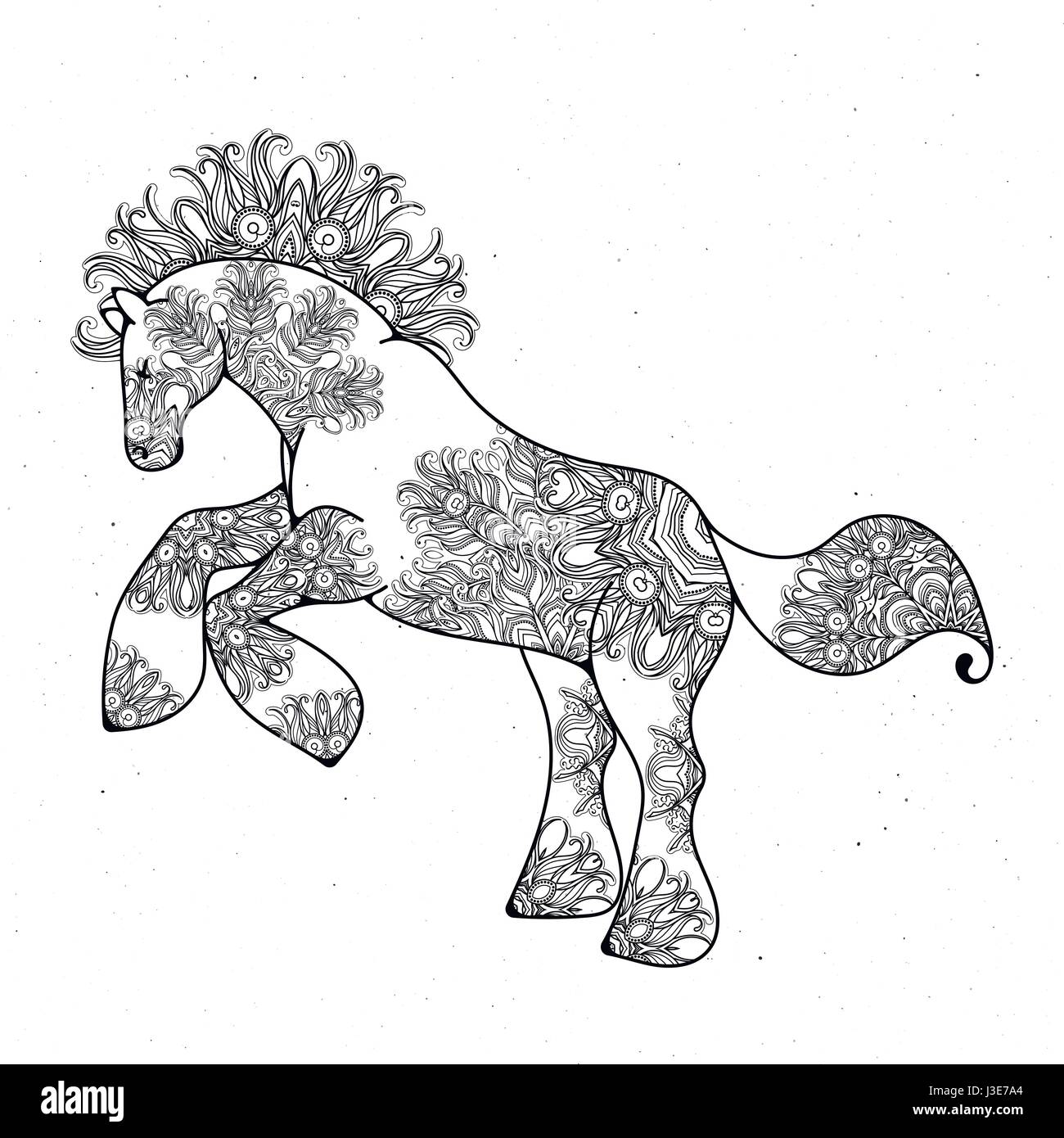 Antistress Pagina Lineare Con Cavallo Zentangle Animale Per Il Libro Da Colorare Biglietto Di Auguri Mandala Elemento Di Decoro Arte Terapia Immagine E Vettoriale Alamy