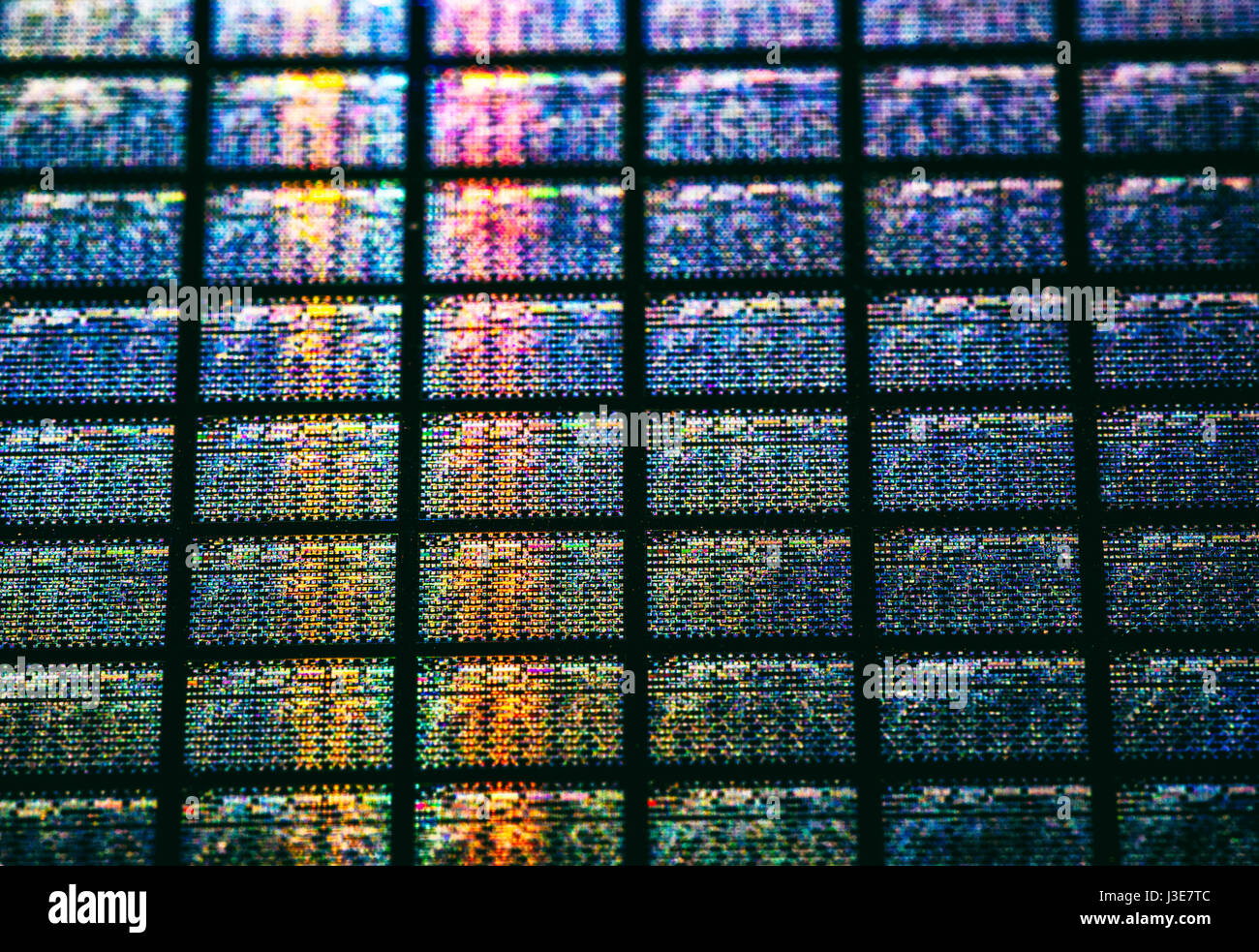 Dettaglio del wafer di silicio contenente Microchip Foto Stock
