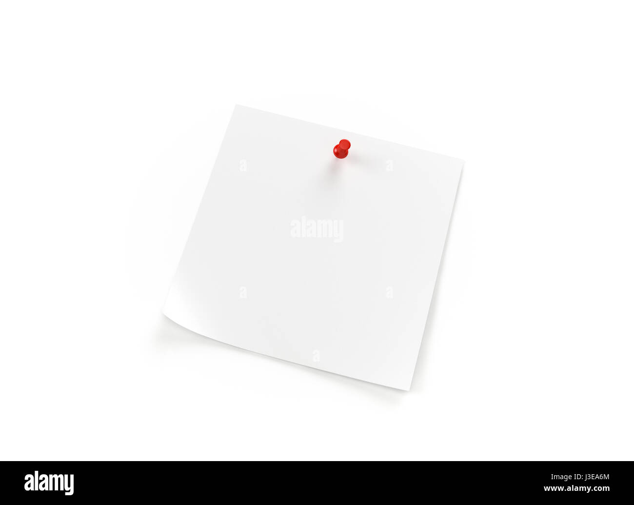 In prossimità di una nota di colore bianco carta su sfondo bianco con tracciato di ritaglio Foto Stock