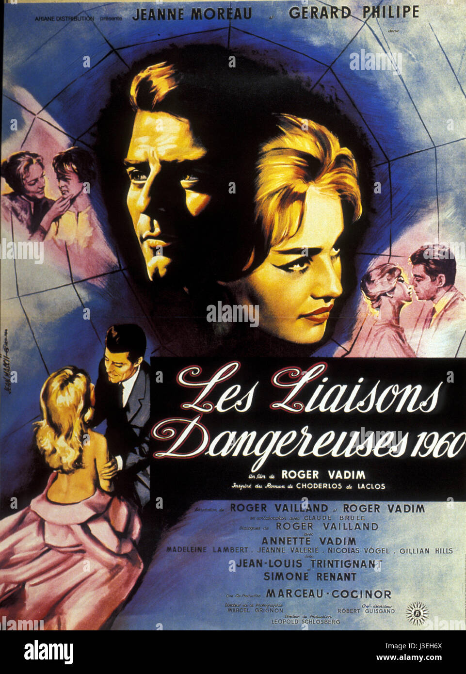 Les liaisons dangereuses Anno : 1959 - FRANCIA DIRETTORE : Roger Vadim Gérard Philipe, Jeanne Moreau poster del filmato (Fr) Foto Stock