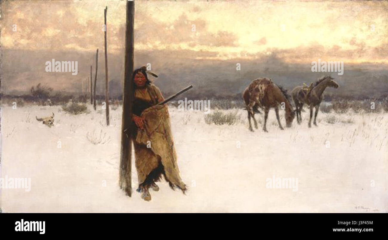 Un'opera d'arte di Farny, che mostra il suo stile distintivo e il suo approccio alla narrazione visiva attraverso la pittura. Foto Stock