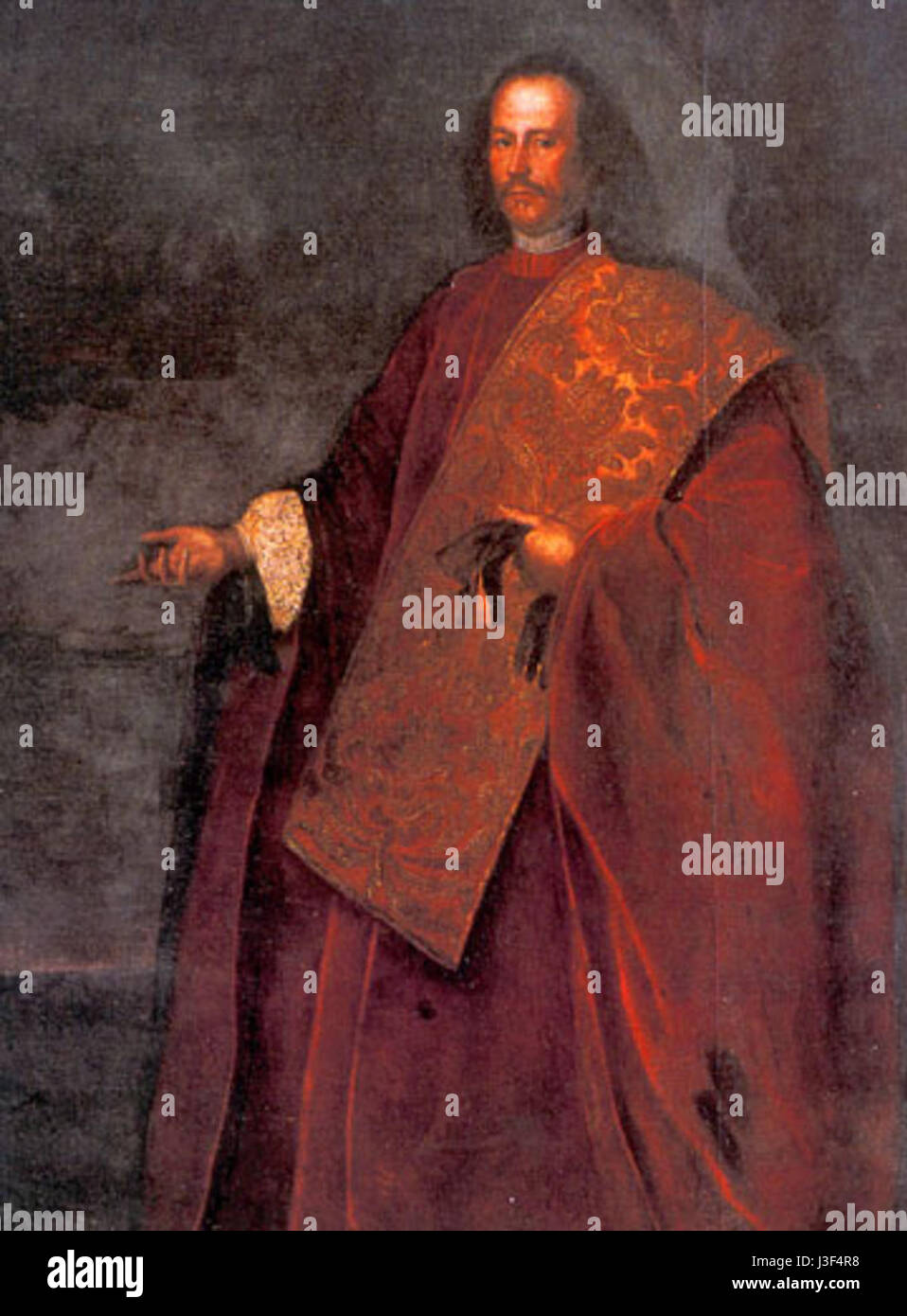 Francesco Morosini fu un ammiraglio e statista italiano, noto per il suo ruolo nella Repubblica di Venezia durante la fine del XVII secolo, in particolare nell'assedio di Atene e nella difesa della flotta veneziana. Foto Stock