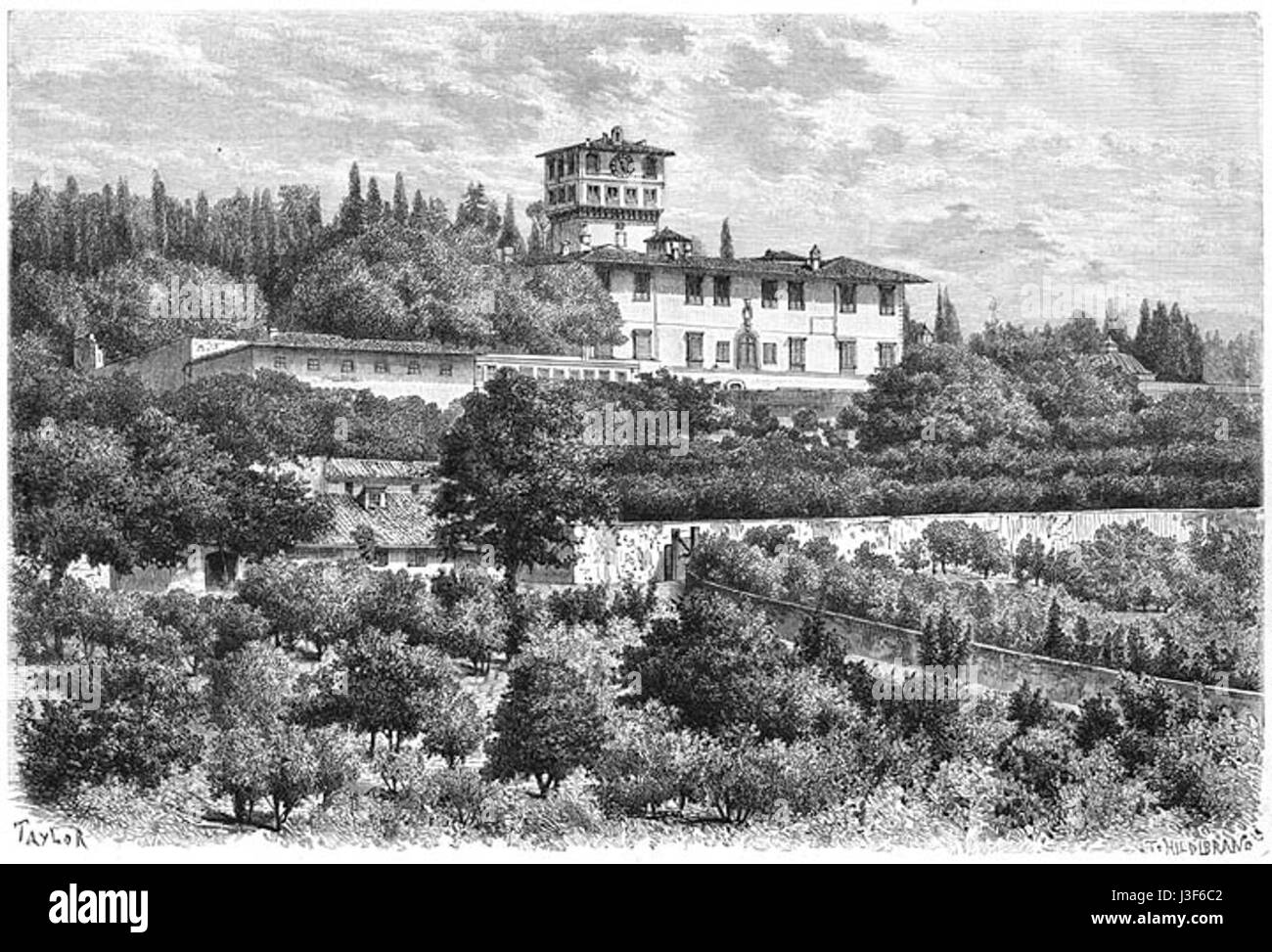 Si riferisce a un documento storico o a un'illustrazione della città di Firenze, Italia, nel 1886. Mostra la città durante un periodo di sviluppo urbano e di importanza culturale. Foto Stock