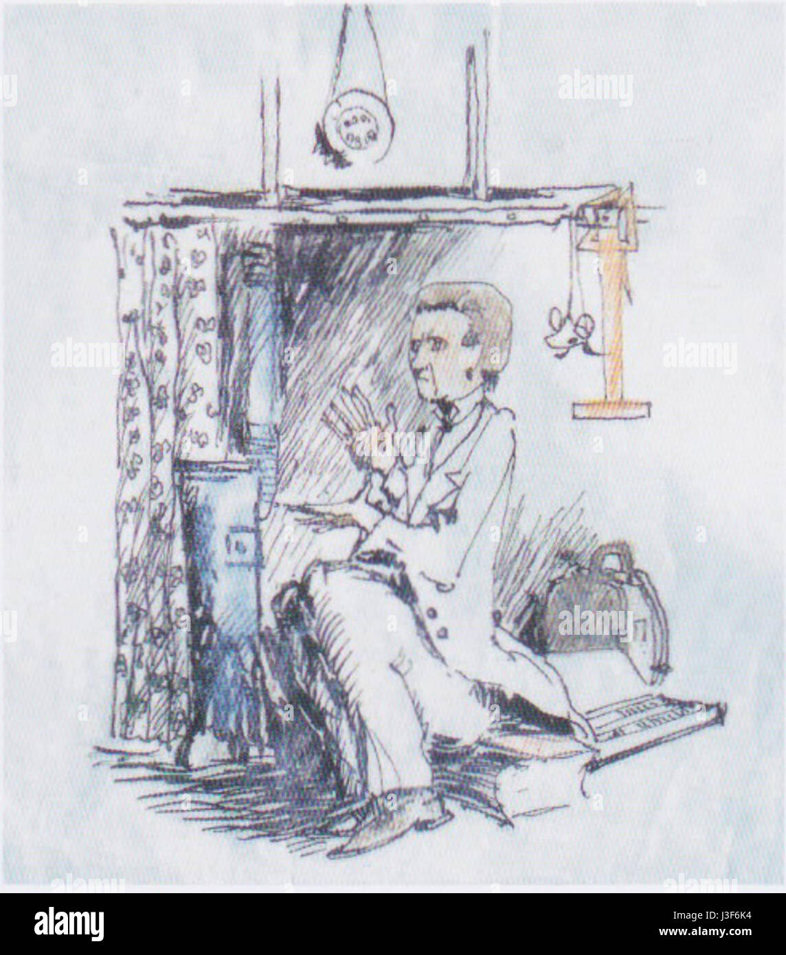 Il disegno di Felix Esterl su una lettera è un esempio di arte europea dei primi anni del XX secolo. Il disegno può essere legato a una corrispondenza personale o a un gesto artistico catturato all'interno della corrispondenza stessa. Foto Stock