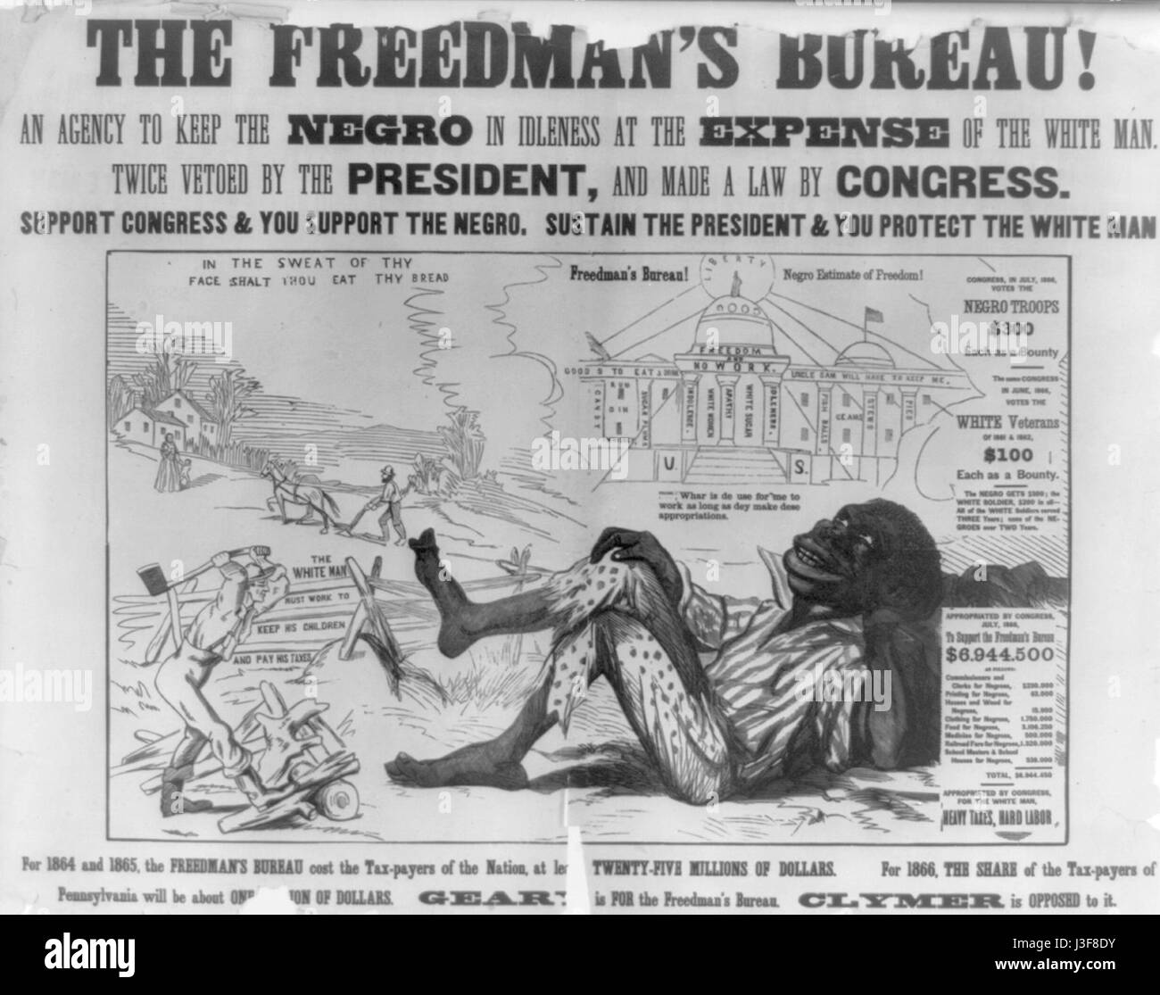 Il Freedman's Bureau era un'agenzia governativa statunitense istituita dopo la guerra civile per assistere gli schiavi liberati e i poveri bianchi del Sud. Ha fornito servizi vitali, tra cui istruzione, assistenza legale e sostegno economico. Foto Stock