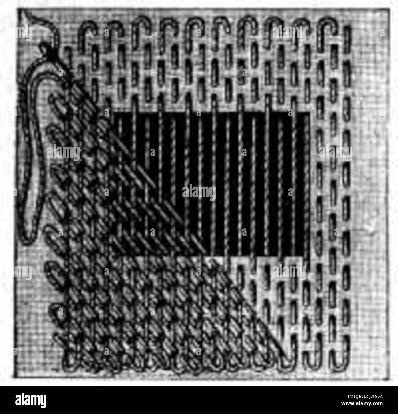 Fig. 42. Biancheria diagonale rammendo Foto Stock