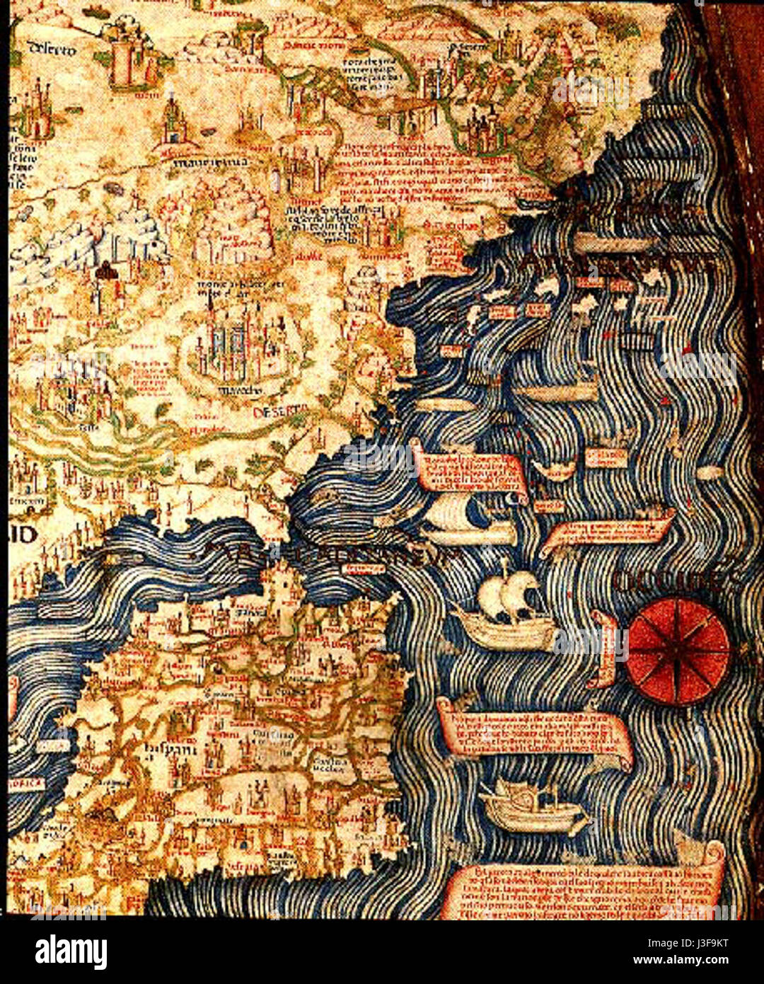 FraMauroMapSpainPortugalNorthenAfrica Foto Stock