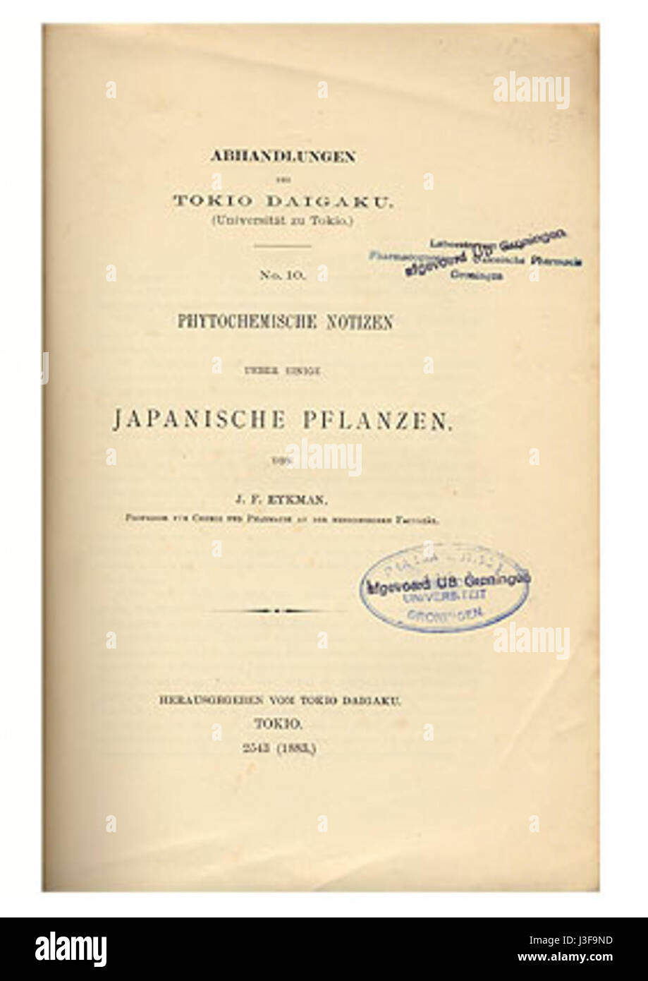 Eykman è un'importante figura storica nota per i suoi contributi allo studio dell'ingegneria elettrica e della tecnologia alla fine del XIX secolo. La sua ricerca e sviluppo nell'elettricità e nel magnetismo furono fondamentali per i progressi moderni nei sistemi elettrici. Foto Stock